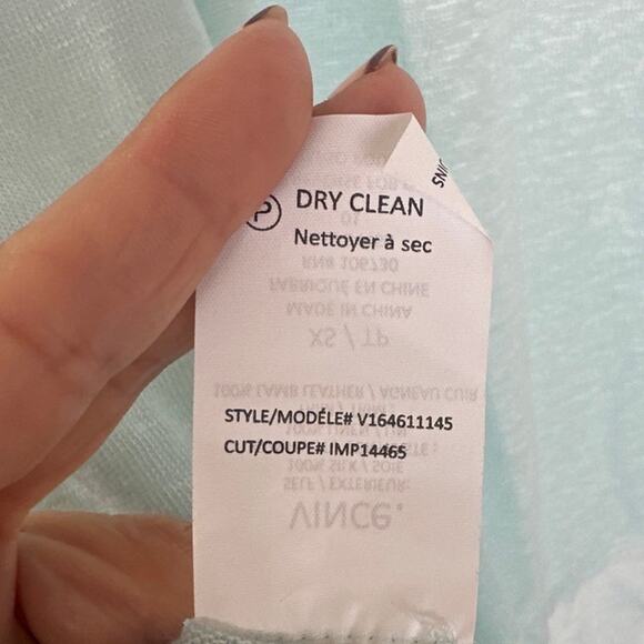 Vince Women's Linen & Silk with Leather Trim Light Blue Casual Shirt, Size XS - Picture 7 of 14